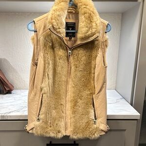 Guess Women's Beige Faux Fur Vest